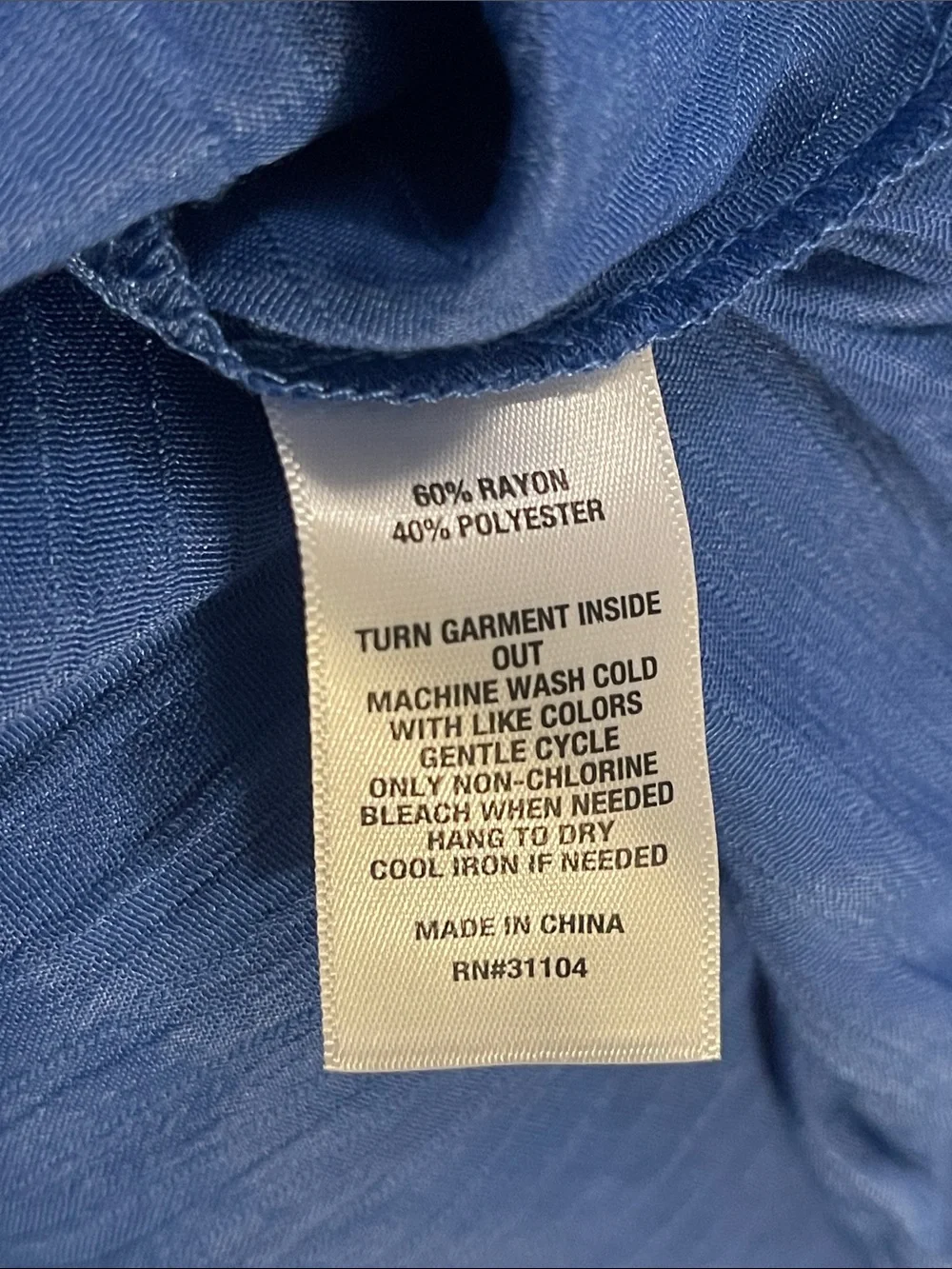 Wonderly Blue Short Sleeve Tie-Neck Peasant Blouse size large, NeW - Picture 7 of 7
